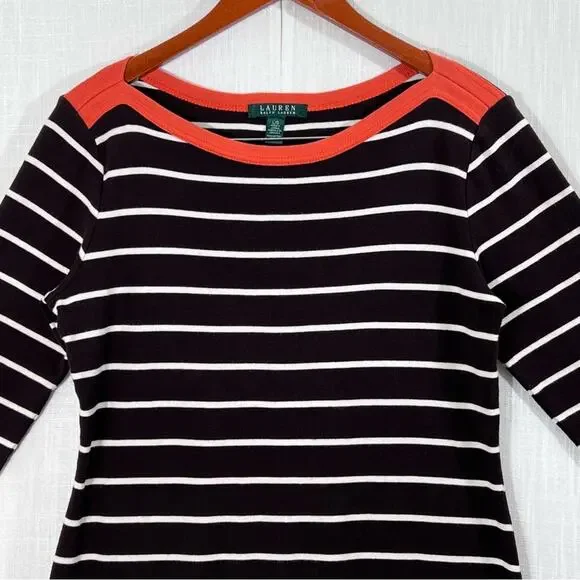 Lauren Ralph Lauren Cotton Striped Sheath Shirt Dress Size L - Picture 2 of 13